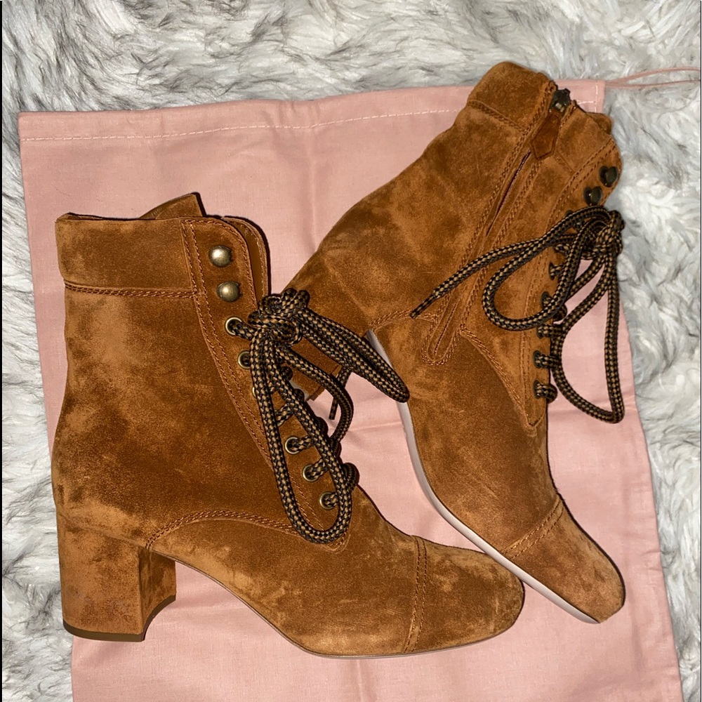 MIU MIU brown heeled booties